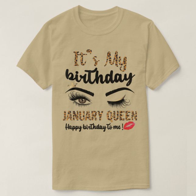 Womens January Bday Leopard It's My Birthday Janua T-Shirt (Design Front)