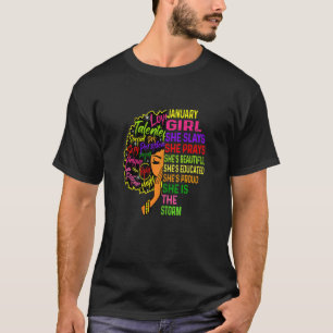 Womens January Girl She Slays & Prays Birthday Gir T-Shirt