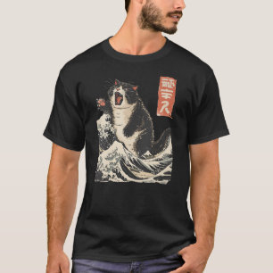 Womens Japanese Cat Lover Harajuku Anime Style Cat T-Shirt