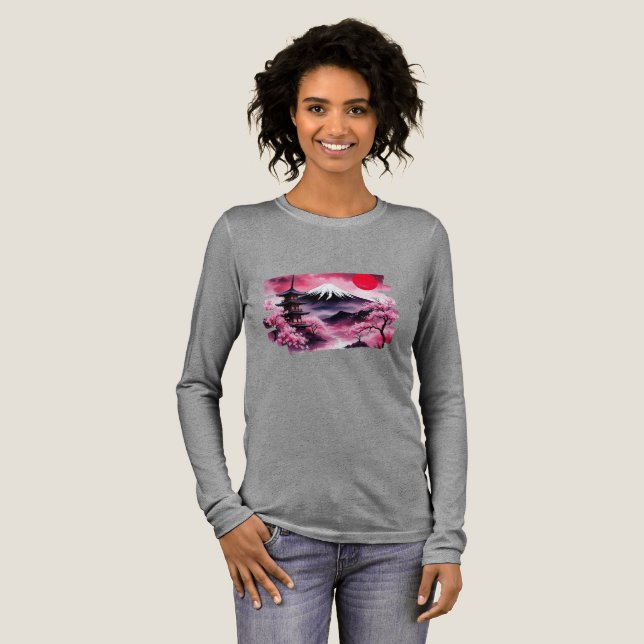 Women's Japanese Scenery longsleeve Tshirt  (Full Front)