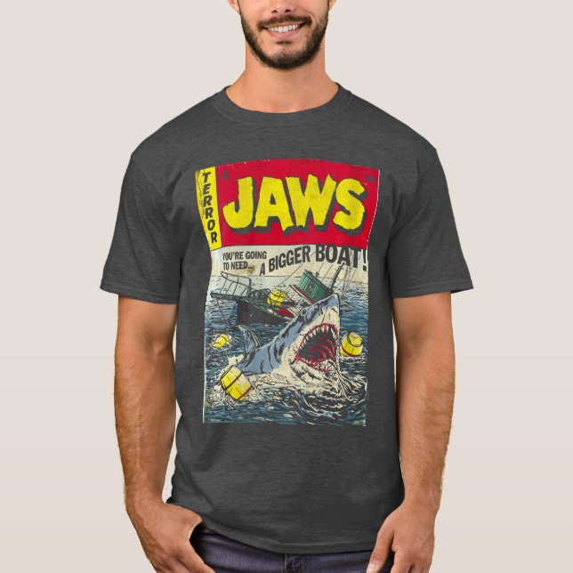 Womens Jaws Pulp Attack Comic Cover VNeck retro T-Shirt (Front)