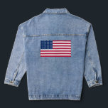 Women's jeans jacket, USA flag (Jacket) Denim Jacket<br><div class="desc">Style: Women's jeans jacket (Jean Jacket) This women's custom jeans jacket is your personal fashion statement! Personalize there with style create by Designer Carlos Vieira Mendes, quality in our online shop your image or favorite. Highlight your individuality with this jeans jacket in cotton blend. Size and Cutting The model measures...</div>