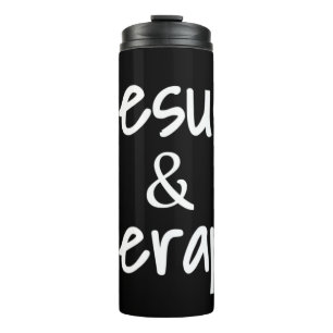 Womens Jesus And Therapy Christian Humour For Chri Thermal Tumbler