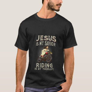 Womens Jesus Is My Saviour Riding Is My Therapy V- T-Shirt