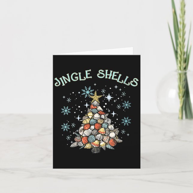 Womens Jingle Shells Christmas Tree Snowflakes Cel Card (Front)