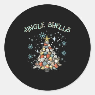 Womens Jingle Shells Christmas Tree Snowflakes Cel Classic Round Sticker