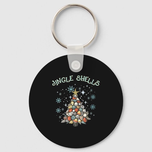 Womens Jingle Shells Christmas Tree Snowflakes Cel Key Ring (Front)