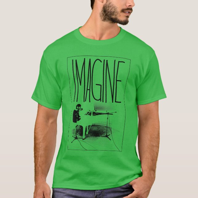 Womens John Lennon Imagine Piano VNeck boy friend T-Shirt (Front)