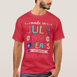 Womens July Girls 1934 Birthday Gift 88 Years Old  T-Shirt