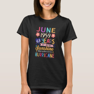 Womens June 1959 63 Years Of Being Awesome Floral T-Shirt