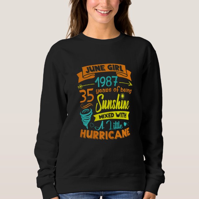 Womens June 1987 35 Years Old Sunshine Mixed With  Sweatshirt (Front)
