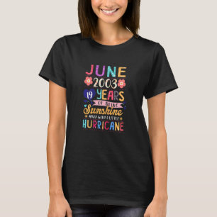Womens June 2003 19 Years Of Being Awesome Floral T-Shirt
