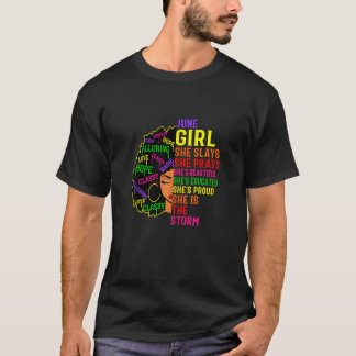 Womens June Girl She Slays & Prays  June Birthday  T-Shirt