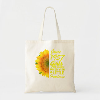 Womens June Girls 1957 Sunflower 65th Birthday Gif Tote Bag