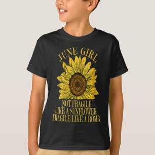 Womens June Sunflower Birthday  T-shirt