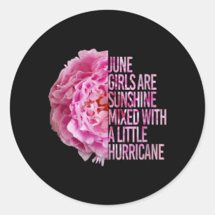 Womens June Women Birthday Peony Flower Funny Classic Round Sticker