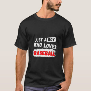 Womens Just a Boy Baseball Sport Boys Men Funny V  T-Shirt