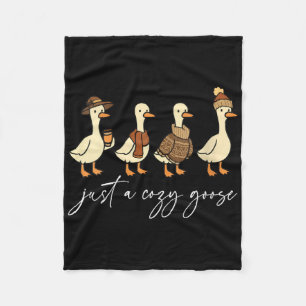 Womens Just A Cosy Goose Fall Vibes Autumn Pumpkin Fleece Blanket