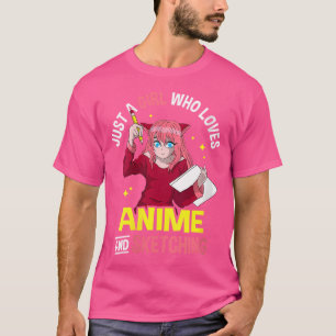 Womens Just A Girl Who Loves Anime And Sketching - T-Shirt