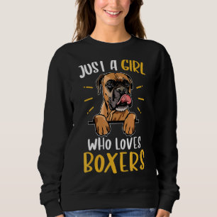 Womens Just A Girl Who Loves Boxer Dog Mum Mother Sweatshirt