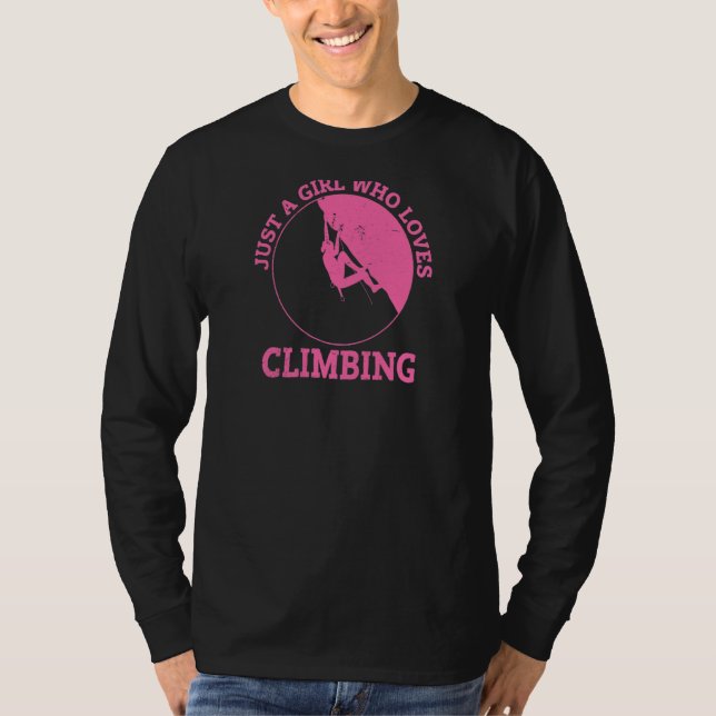 Womens Just A Girl Who Loves Climbing Bouldering M T-Shirt (Front)