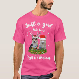 Womens Just A Girl Who Loves Corgis And Christmas T-Shirt