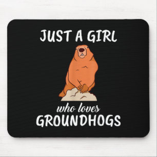 Womens Just A Girl Who Loves Groundhogs Gift Marmo Mouse Pad