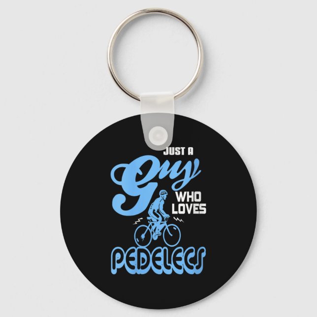 Womens Just A Guy Who Loves Pedelecs Electric Bike Key Ring (Front)