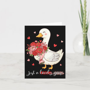 Women's Just A Lovely Goose Bouquet Roses Floral V Card