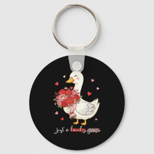 Women's Just A Lovely Goose Bouquet Roses Floral V Key Ring