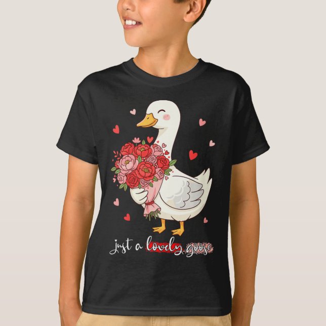 Women's Just A Lovely Goose Bouquet Roses Floral V T-Shirt (Front)