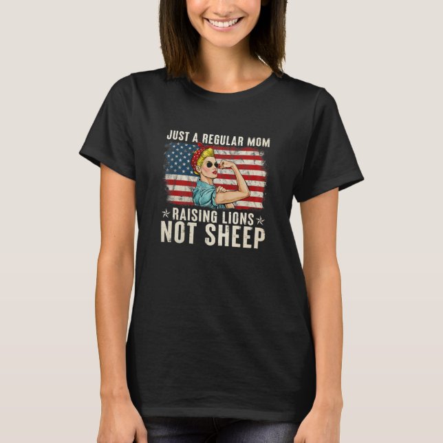 Womens Just A Regular Mum Not Sheep Patriot Raisin T-Shirt (Front)
