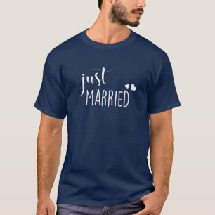 Womens Just Married Cute Engagement Bachelorette M T-Shirt