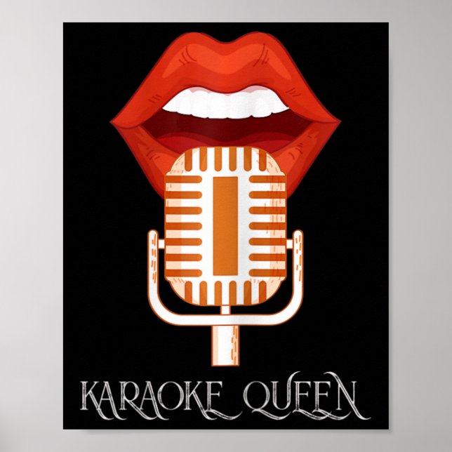 Womens Karaoke Queen Singing Singer Music Micropho Poster (Front)