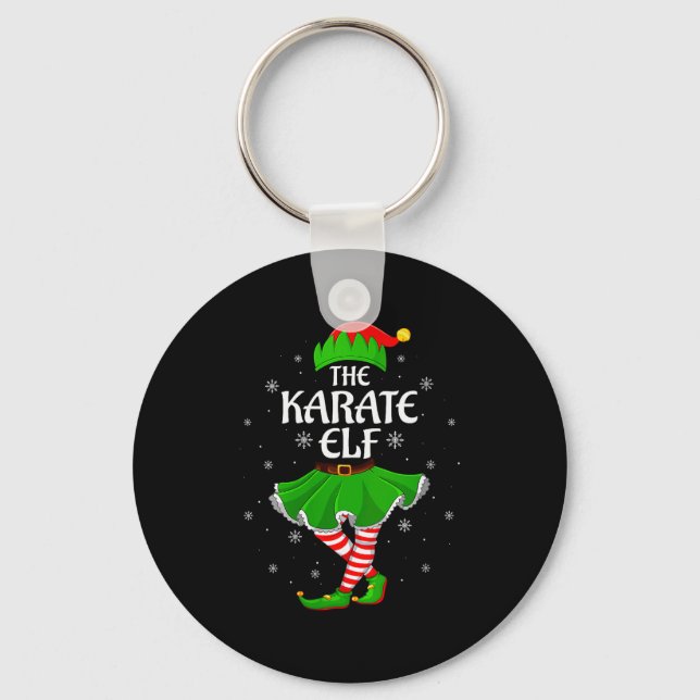 Womens Karate Elf Christmas Family Girls Women Elf Key Ring (Front)