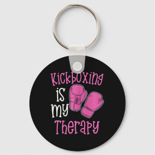 Womens Kickboxing Is My Therapy Womens Funny Gym F Key Ring
