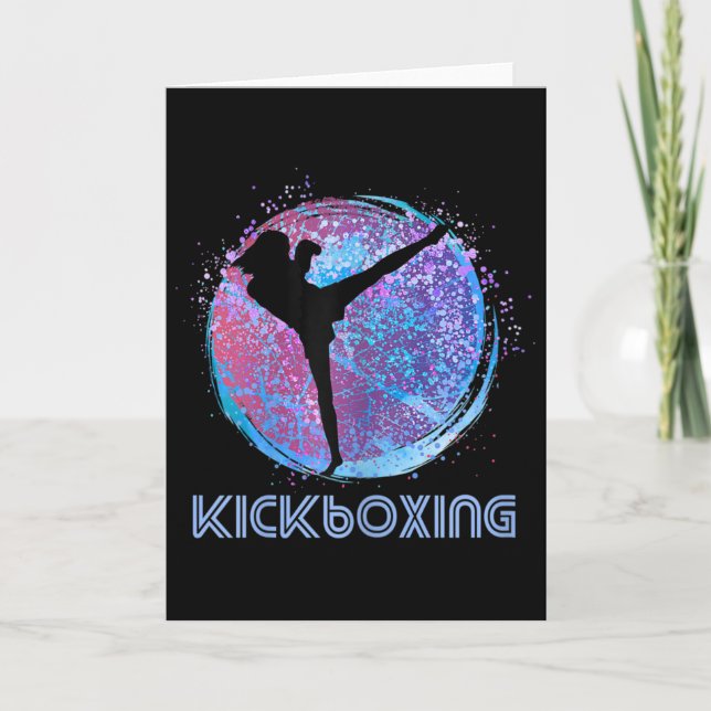 Womens Kickboxing Kickboxer Birthday Silhouette Bl Card (Front)