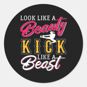 Womens Kickboxing Look Like A Beauty Kickboxer Lov Classic Round Sticker