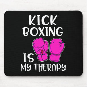 Womens Kickboxing Shirt Is My Therapy Funny Cl Gym Mouse Pad