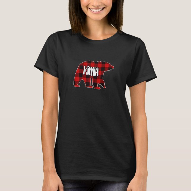 Womens Kimia Bear Custom Red Buffalo Plaid Christm T-Shirt (Front)