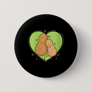 Womens Kiwi Bird is in Love Kiwi Fruit Animal 6 Cm Round Badge