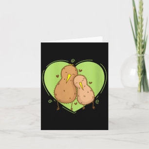 Womens Kiwi Bird is in Love Kiwi Fruit Animal Card
