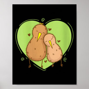Womens Kiwi Bird is in Love Kiwi Fruit Animal Poster