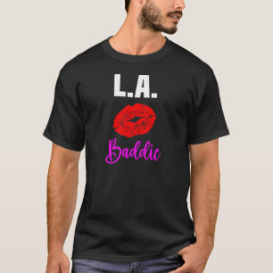 Womens L A   Lips City Los Angeles Baddie T-Shirt
