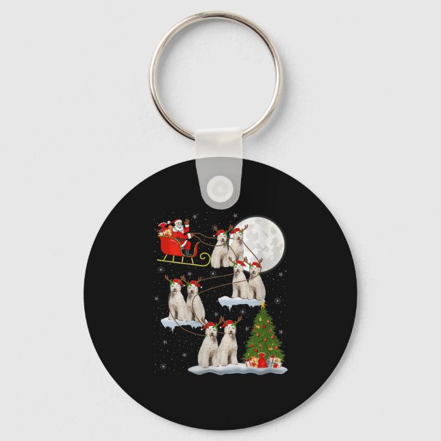 Womens Labradoodle Dog Santa Sleigh Flying Funny M Key Ring (Front)