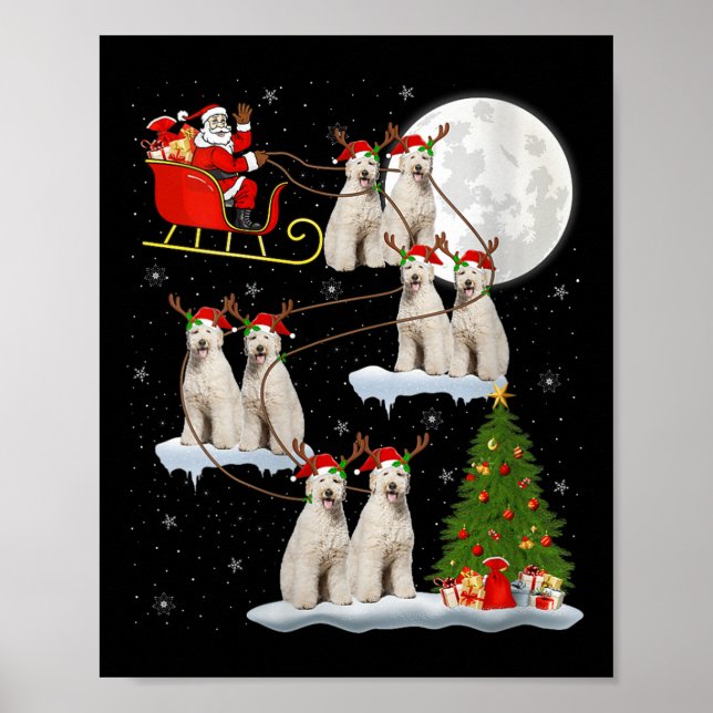 Womens Labradoodle Dog Santa Sleigh Flying Funny M Poster (Front)