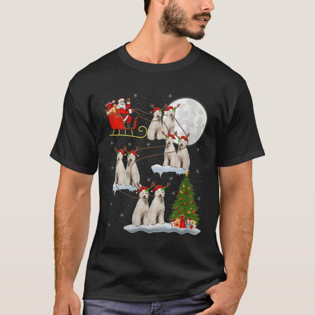 Womens Labradoodle Dog Santa Sleigh Flying Funny M T-Shirt (Front)