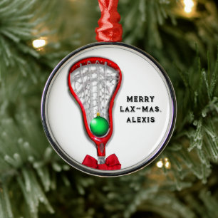 Women's Lacrosse Christmas Metal Tree Decoration