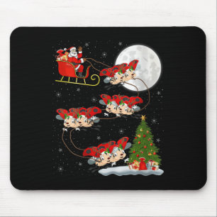 Womens Ladybug Ladybird Santa Sleigh Flying Funny Mouse Pad