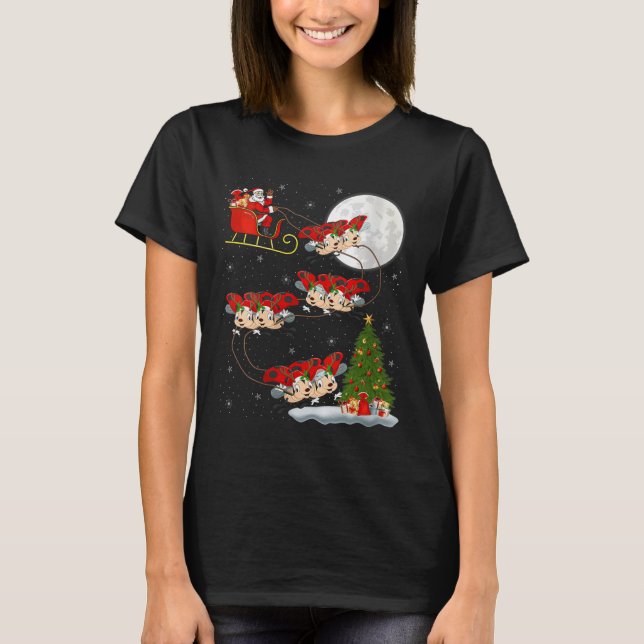 Womens Ladybug Ladybird Santa Sleigh Flying Funny  T-Shirt (Front)